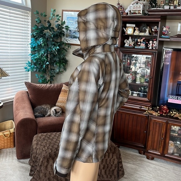 The North Face Morgan TNF Apex Brown Plaid Ski Snowboard Zippered Hooded Jacket - Picture 6 of 16